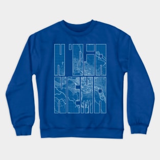 N'Djamena, Chad Map Typography - Blueprint Crewneck Sweatshirt